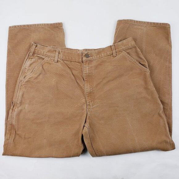 Carhartt B11 Washed Duck Work Dungaree Jeans Carpenter Style Brown Size 50 x 32 - Picture 4 of 8